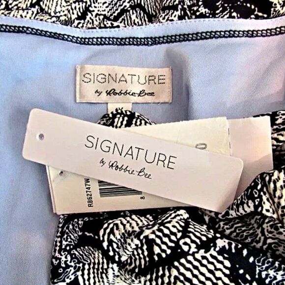 Robbie Bee Wrap Dress Knee Length Sleeveless Pullover Blue & White Plus Size - Picture 10 of 12